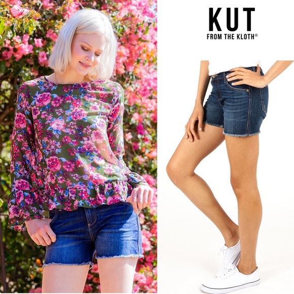 Kut From the Kloth Gidget Fray Denim Jean Shorts - Picture 2 of 11